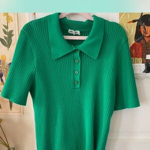 Avec Les Filles Vibrant Green Ribbed Top